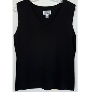 Chico’s Design Black Sleeveless V-Neck Knit Top Chico’s Size 2 (US 12 or L) NWOT